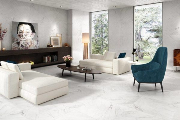 Capri White Marble Matt Finish Porcelain Floor Tile 75x75cm