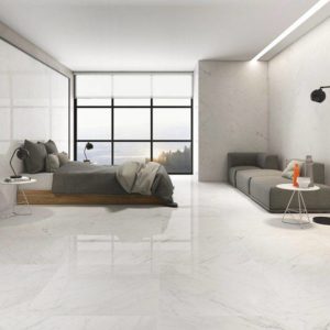 Capri White Marble Polished Finish Porcelain Floor Tile 75x75cm